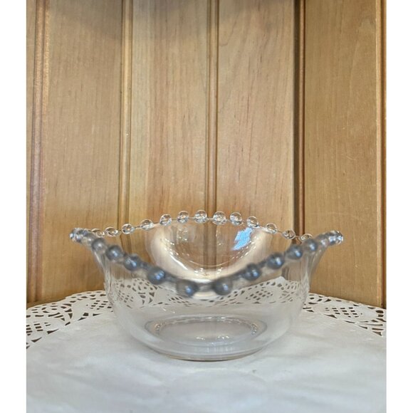 Vintage Imperial Heart Shaped Candlewick Glass Bowl Boopie Clear Glass Bowl - Picture 3 of 6